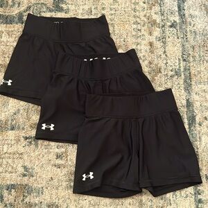 3 Pair lot of Under Armour Volleyball Shorts.  These are gently used.